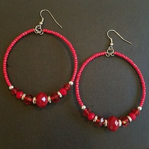 New Red Hoop Earrings